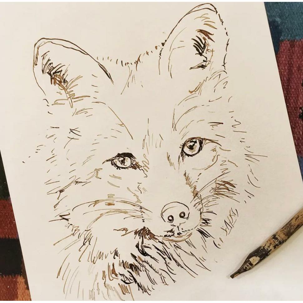 Inky Fox Blank Greeting Card | Kate Moby | Autumn Greeting Card - Alder & Alouette