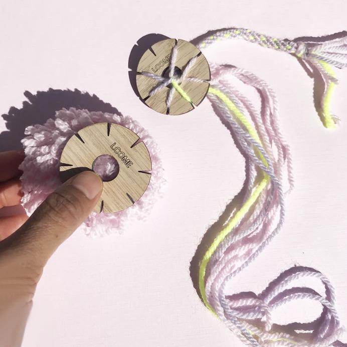 Loome 2-in-1 Tool, Poplar & Bamboo, Pom Pom Trim Guide & Kumihimo Cord Maker