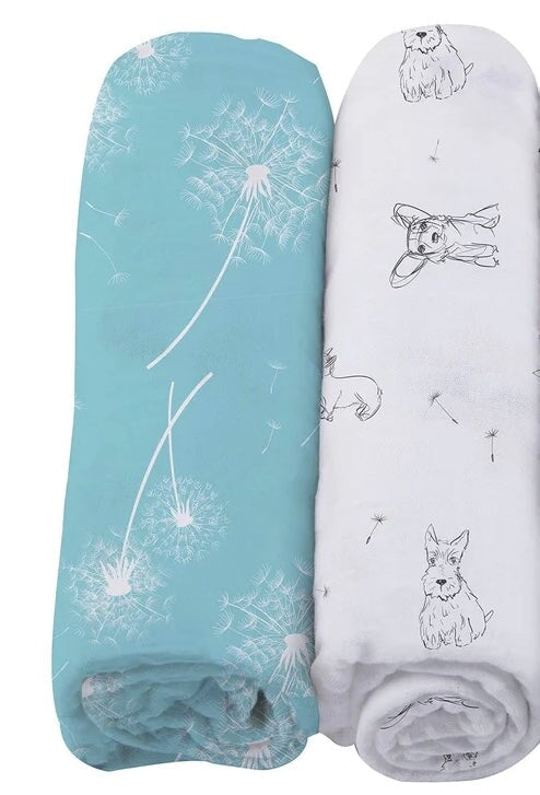 Baby Blanket Swaddle, Turquoise & White Swaddle - Alder & Alouette