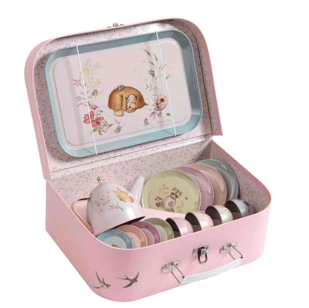 Fine Metal Tea Set in Suitcase by Moulin Roty - Alder & Alouette