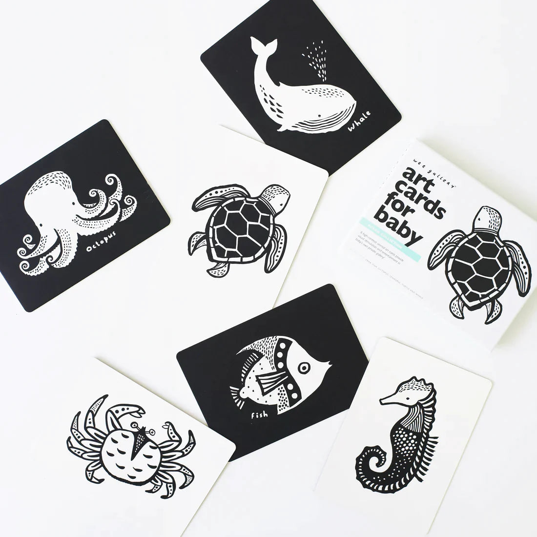 Wee Gallery High Contrast Cards for Babies, Ocean - Alder & Alouette
