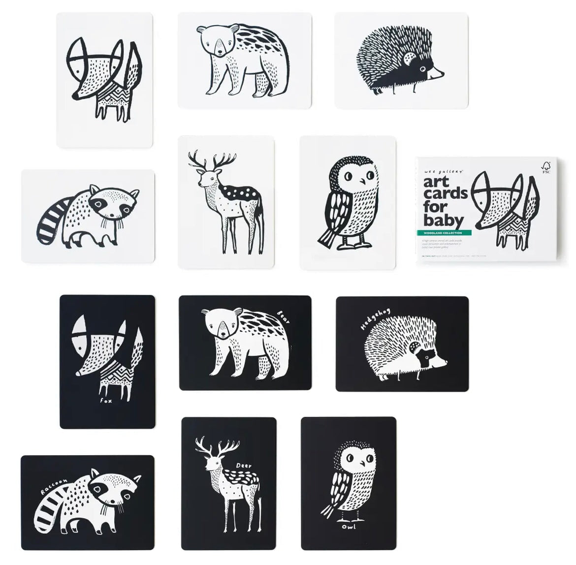 Wee Gallery Baby Art Cards Woodland High Contrast - Alder & Alouette