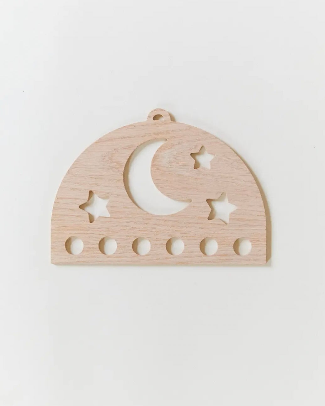 Playsilk Holder, Wooden Moon and Stars on a white background
