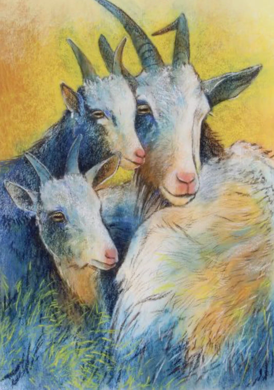Loes Botman Three Goats Art PostCard