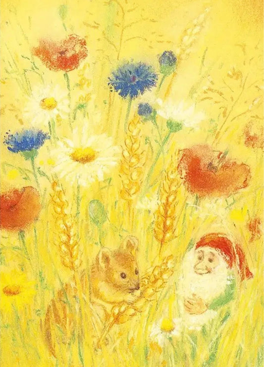 Marjan van Zeyl Postcards,  Summer Wheat, Gnome and Mouse - Alder & Alouette