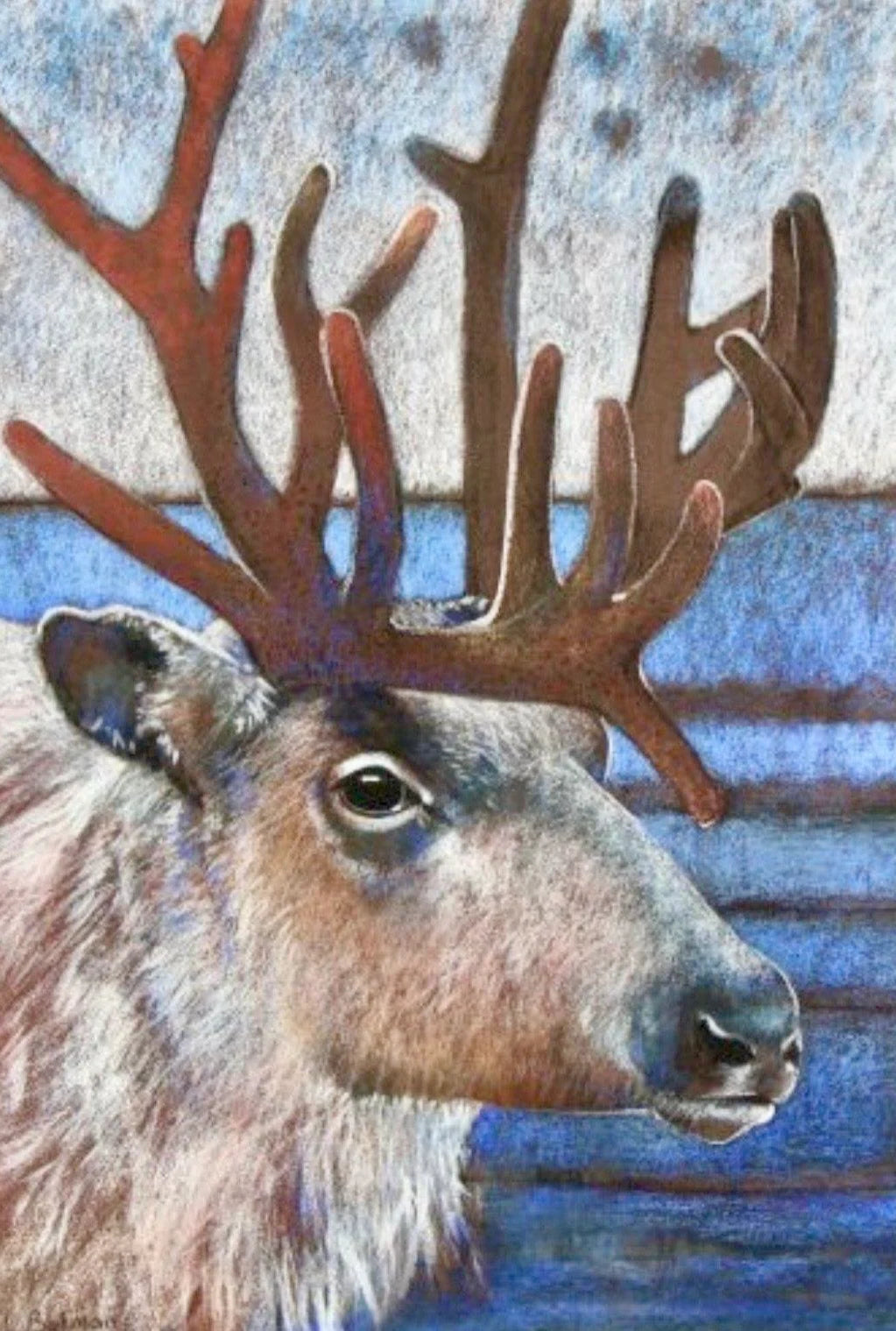 Art Postcard - Reindeer by Loes Botman
