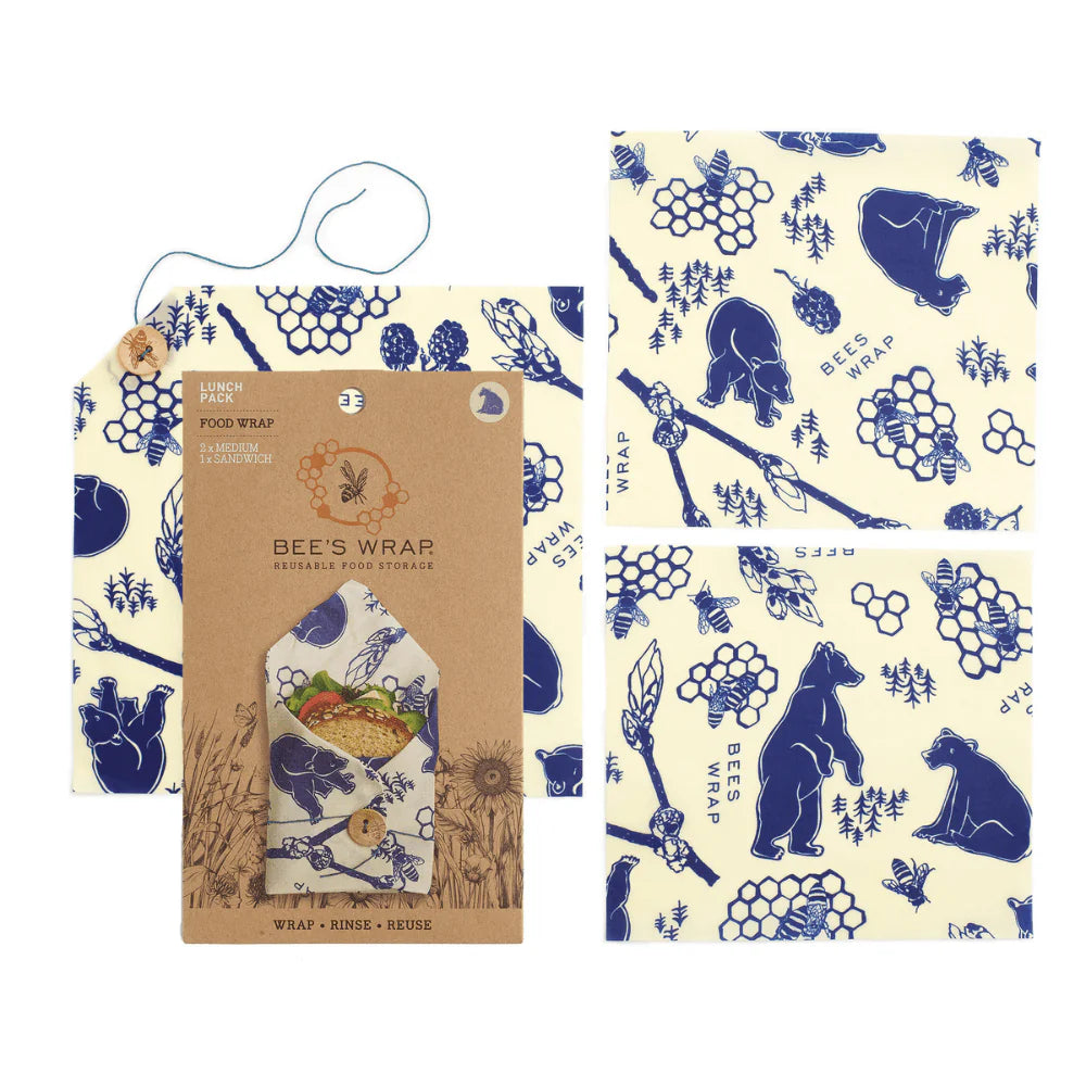 Bee's Wrap® Food Wrap (S,M,L), Cute Bees & Bears - Alder & Alouette