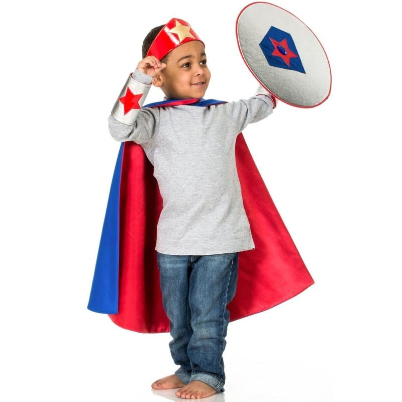 Super Hero Costume - Crown, Cape, Shield - Alder & Alouette