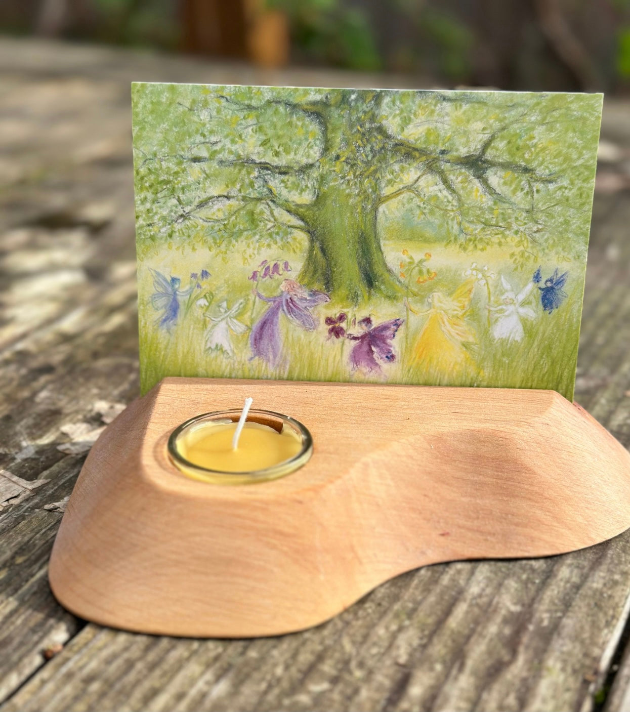 Waldorf Postcard Holder with Tea Light Candle - Alder & Alouette