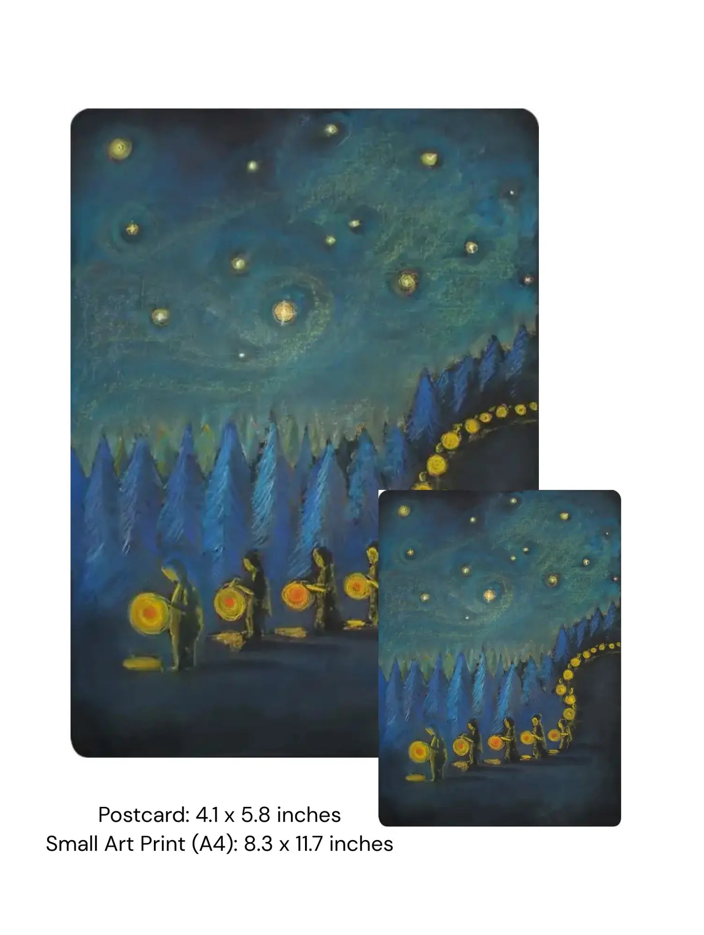 Lantern Walk – Art Postcard or Small Print by Geertje Kapteijns