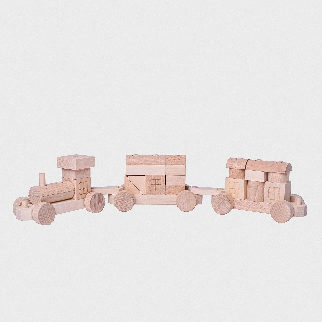 Wooden Toy Train with Stacking Blocks - Alder & Alouette
