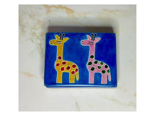 Silly Giraffe Blue Soapstone Box for Kids Decor