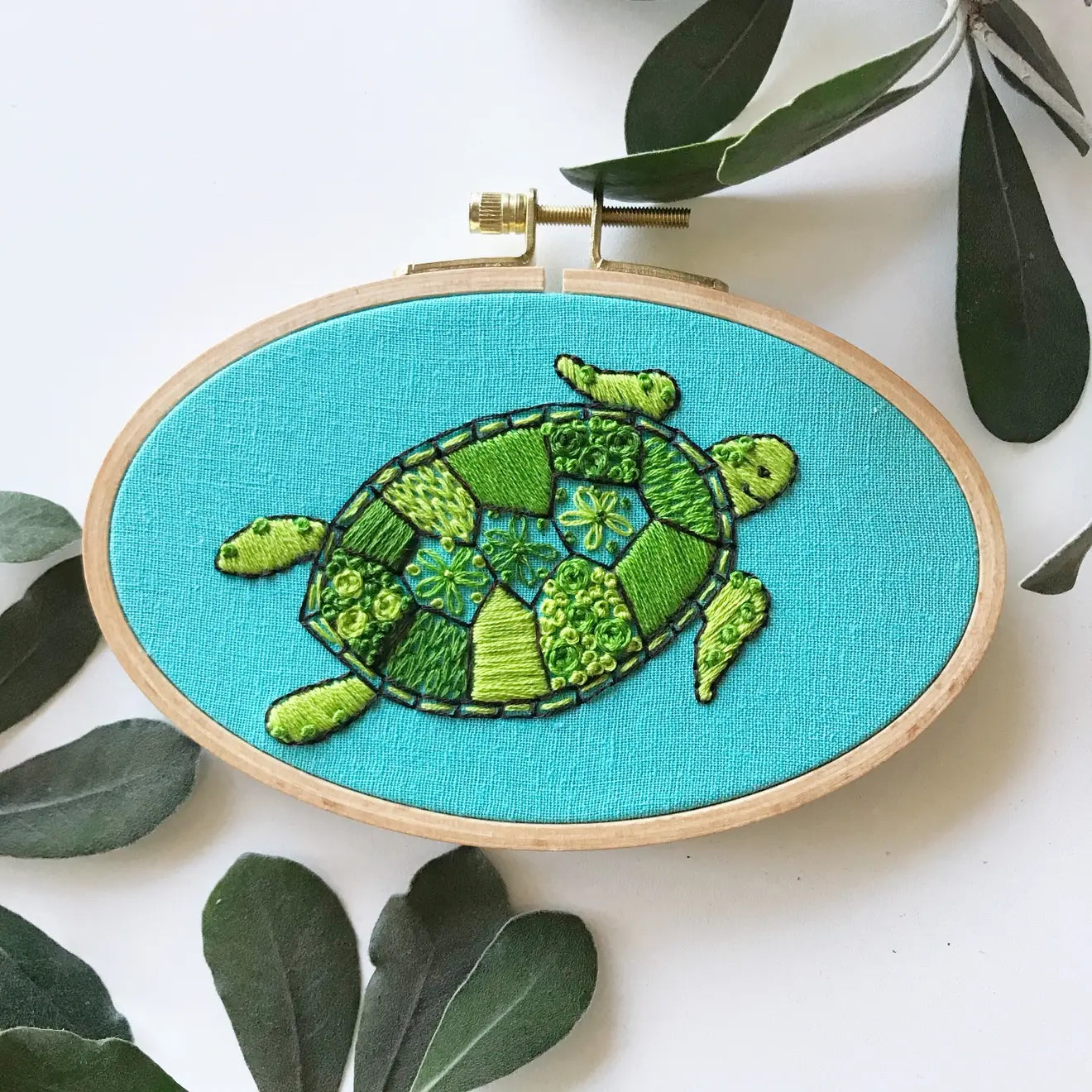 LEARN TO EMBROIDER KIT - GREEN SEA TURTLE, Learn Embroidery - Alder & Alouette