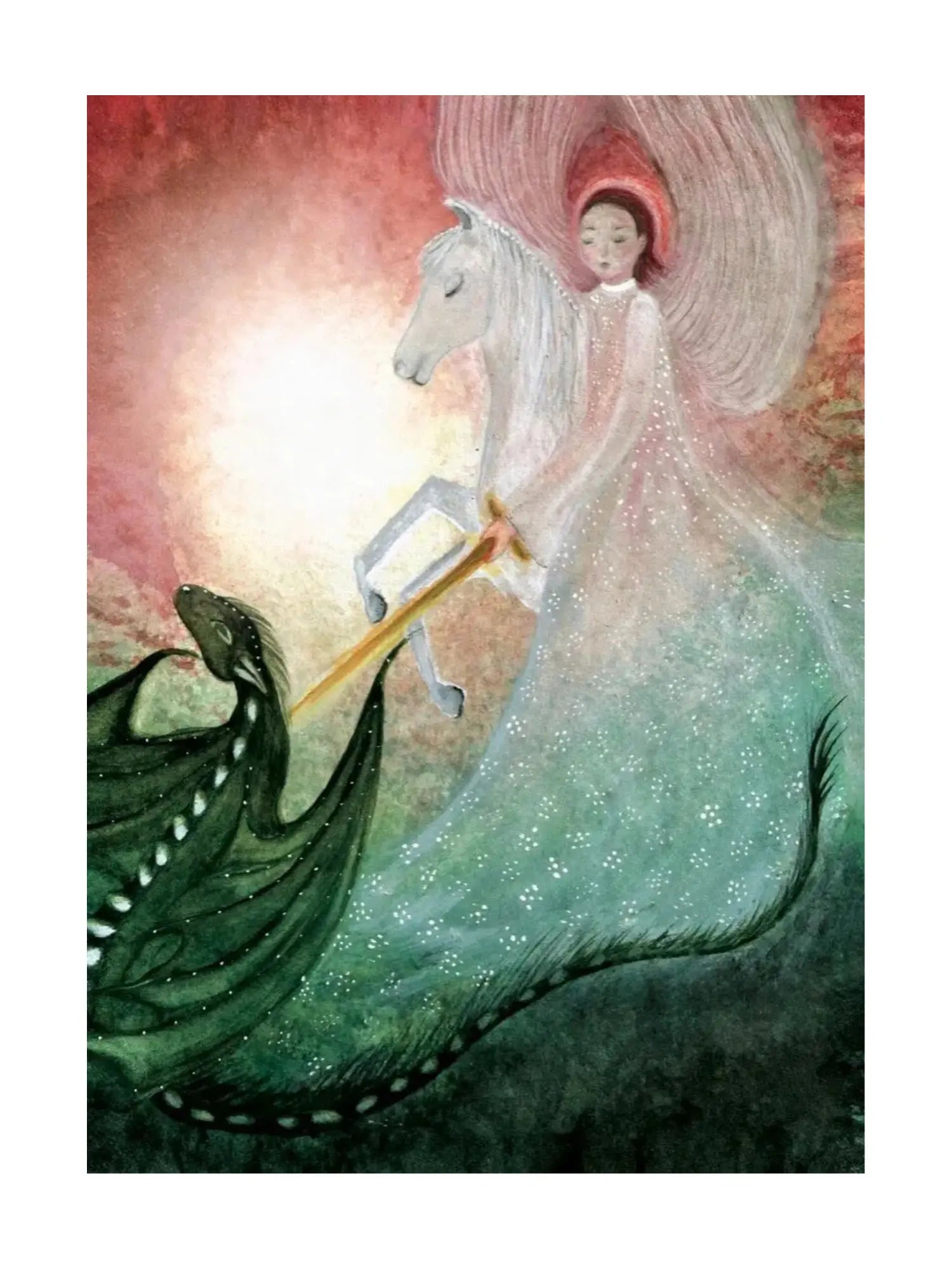 Michael and the Dragon Postcard by Bijdehansje - Alder & Alouette
