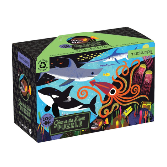 Glow in the Dark Puzzle for Kids, Ocean Predators - Alder & Alouette