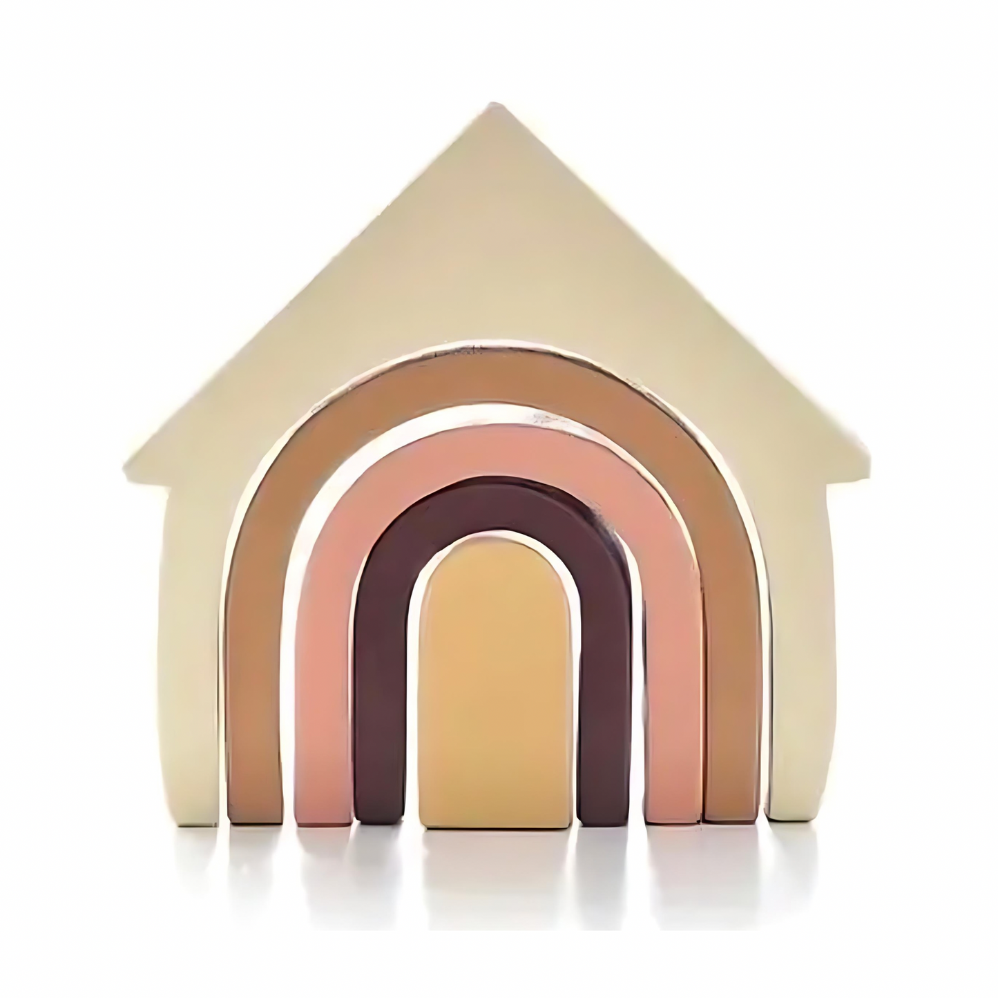 Wooden Rainbow House Stacker | Earth Neutrals