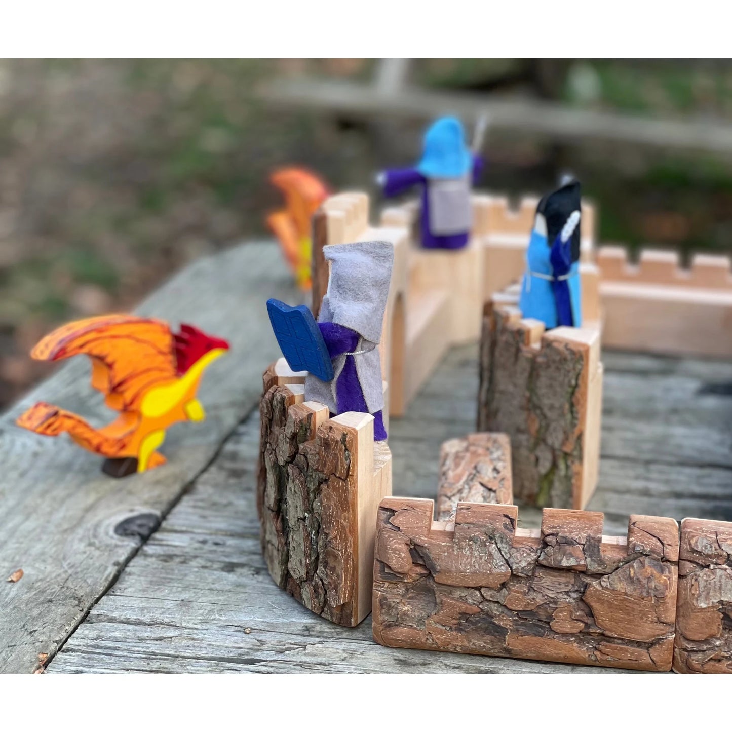 Natural Tree Block Castle for Pretend Play at Alder & Alouette