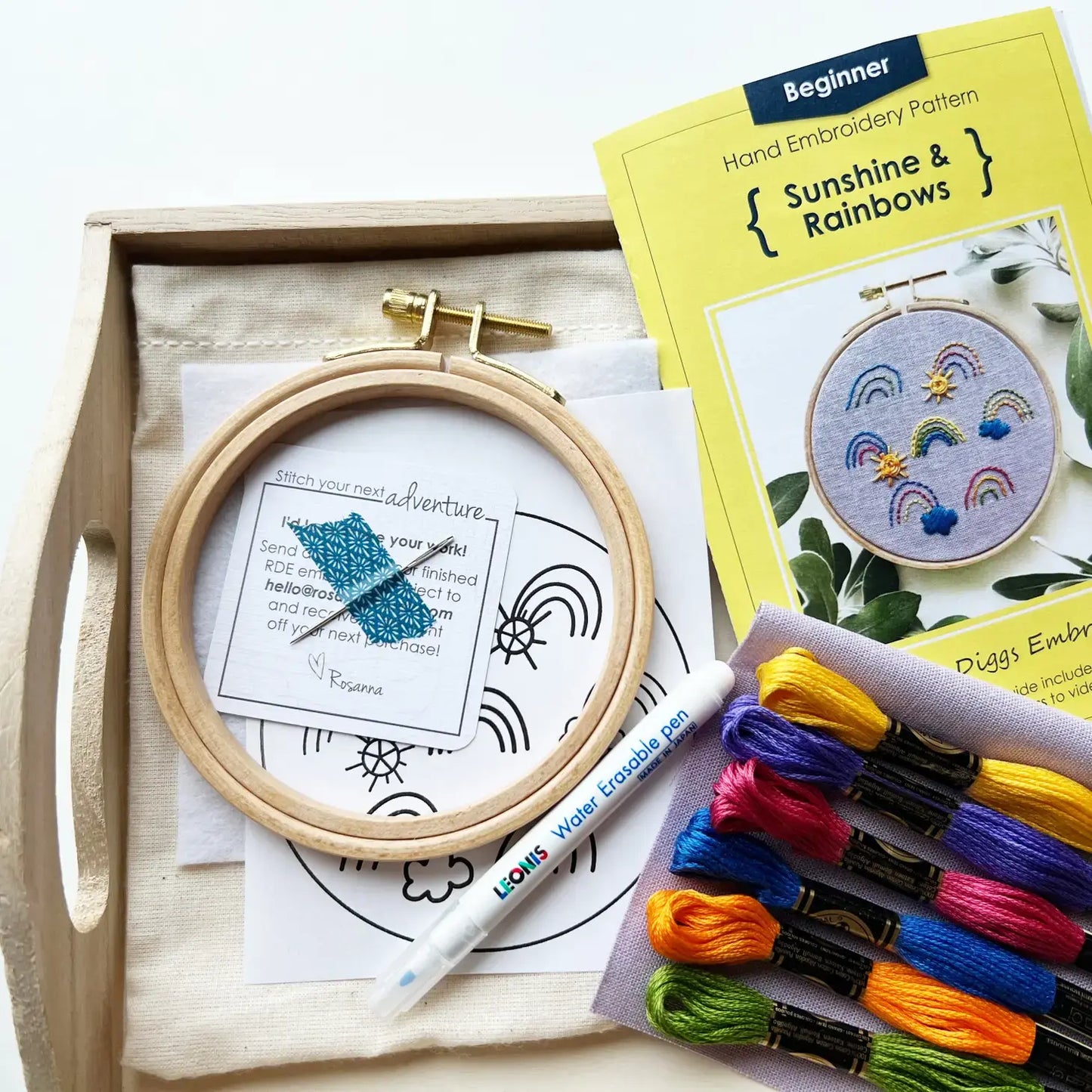 Learn 7 Hand Embroidery Stitches with Sunshines & Rainbows Kit