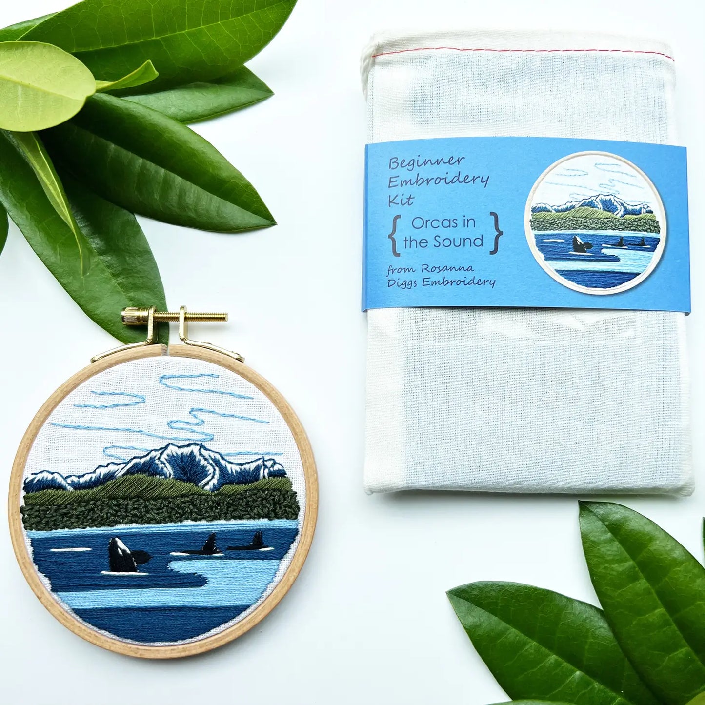 Embroidery Kit - Pacific Northwest Orcas