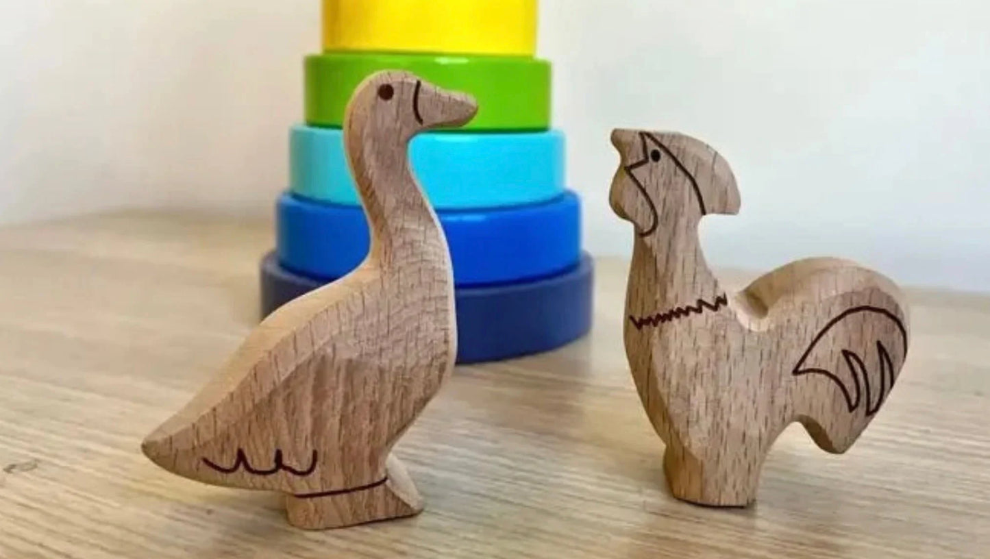Wooden Farm Animals - Goose and Rooster - Alder & Alouette