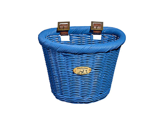 Blue bike basket from Nantucket Bike Basket company Gull and Buoy