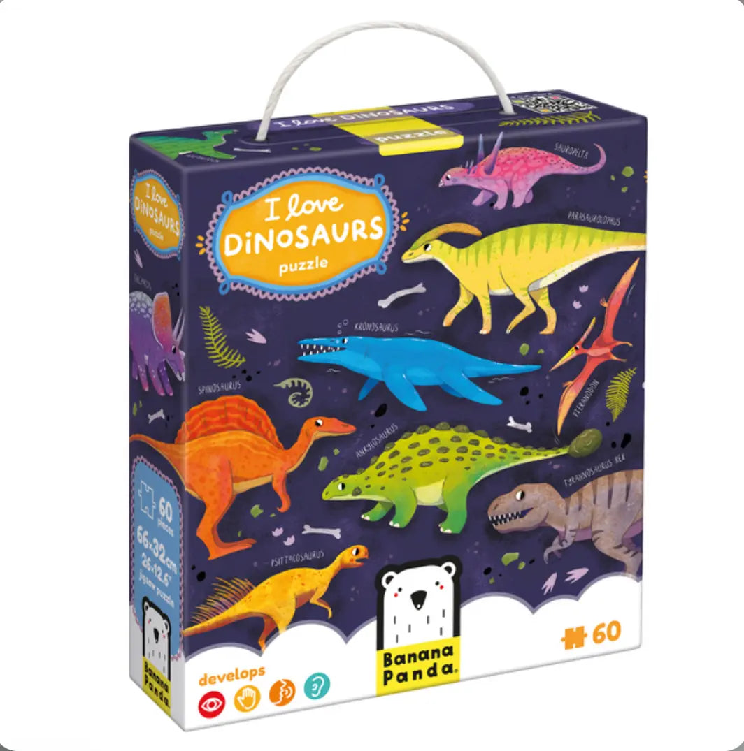 Dinosaur Floor Puzzle - I Love Dinosaurs for Kids, 60-piece - Alder & Alouette