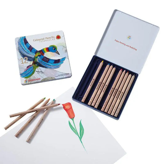 Art Pencils, 12-Count + 1 - Stockmar Triangular Color Pencil Set - Alder & Alouette
