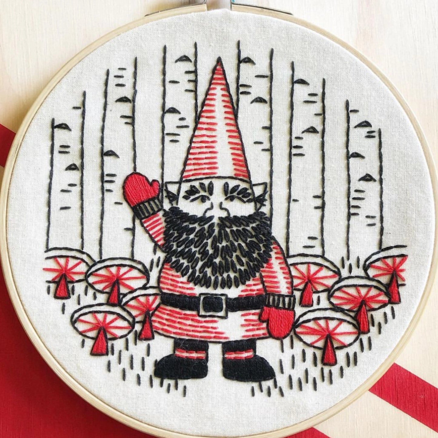 Gnome Embroidery Kit, Beginner Level, Complete Kit