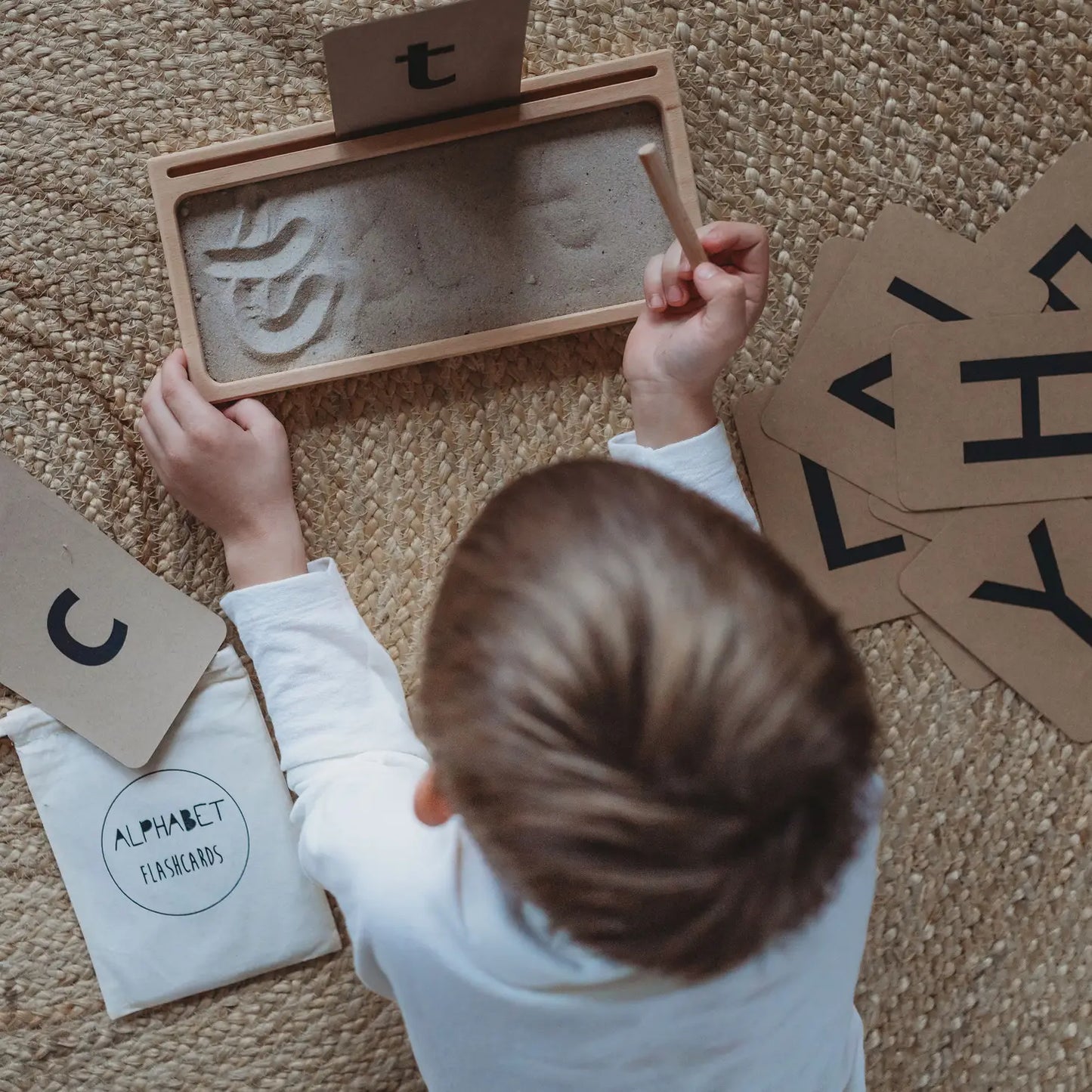 Sand Writing Tray with Stylus and Card Slots - Alder & Alouette