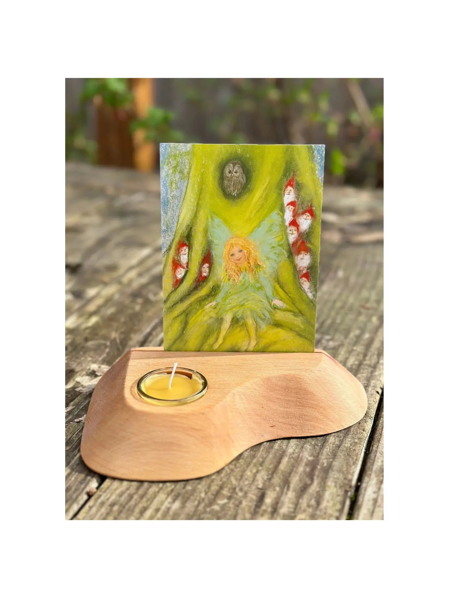 Waldorf Postcard Holder with Tea Light Candle - Alder & Alouette