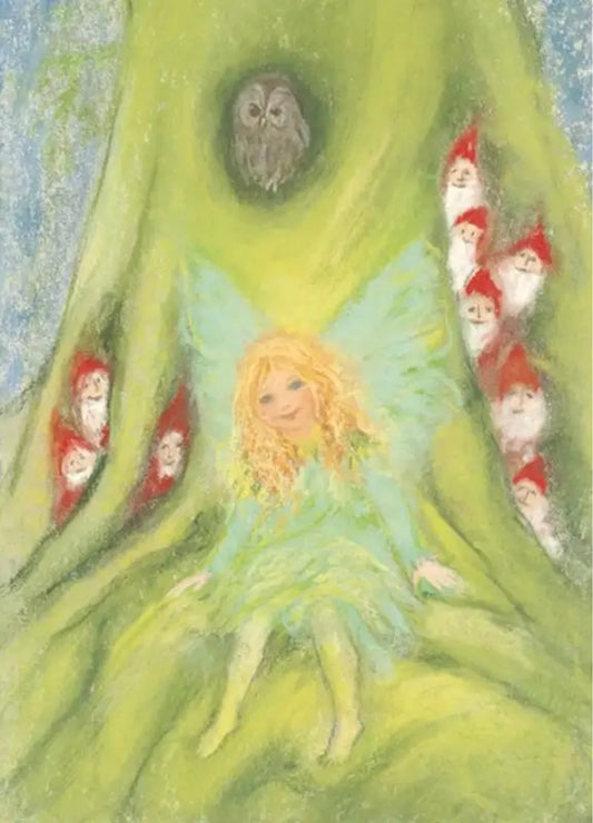 Marjan van Zeyl Postcards - Tree Fairy with Tree Gnomes