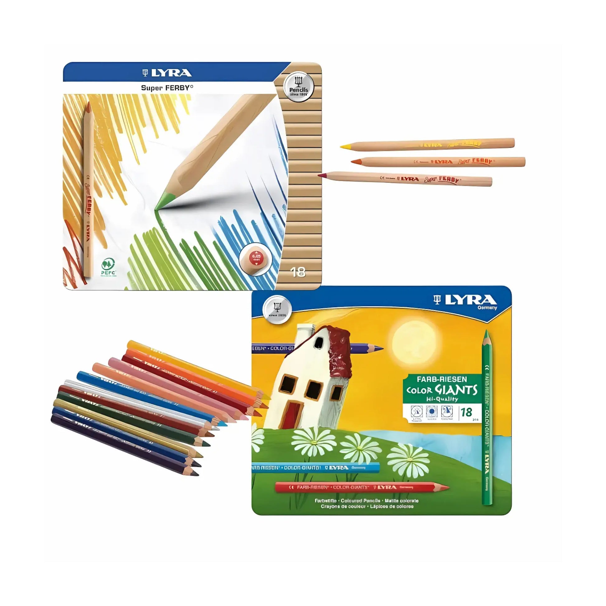 Lyra 18 Colored Pencils Super Ferby or Color Giants - Alder & Alouette