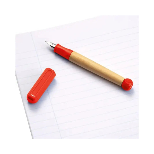 Lamy Fountain Pen with Wooden Barrel and Red Cap