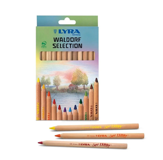 Lyra Super Ferby, Waldorf Selction, Unlaquered, Colored Pencils, 12-Count