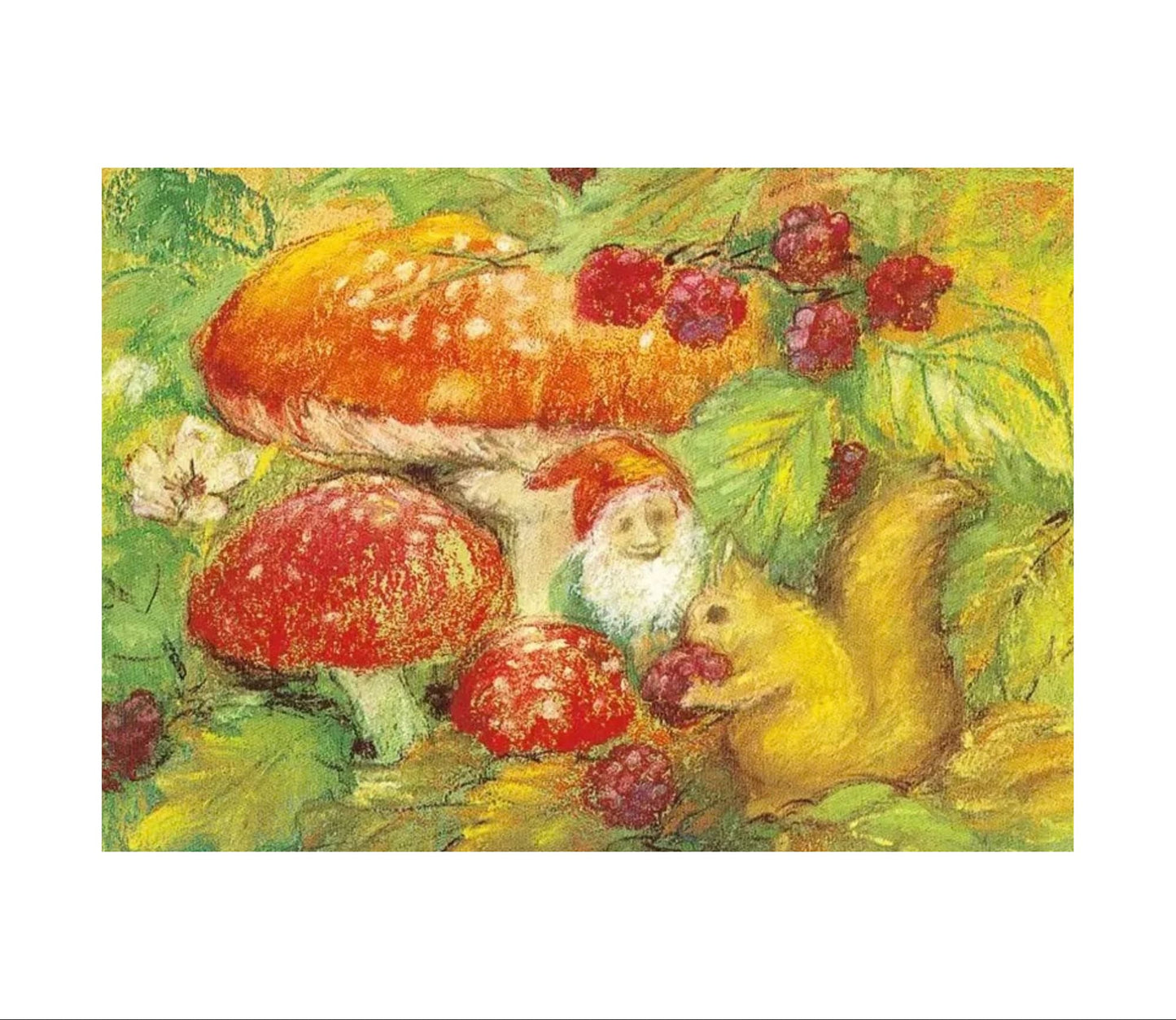 Marjan van Zeyl Autumn Squirrel Gnome Postcard - Alder & Alouette
