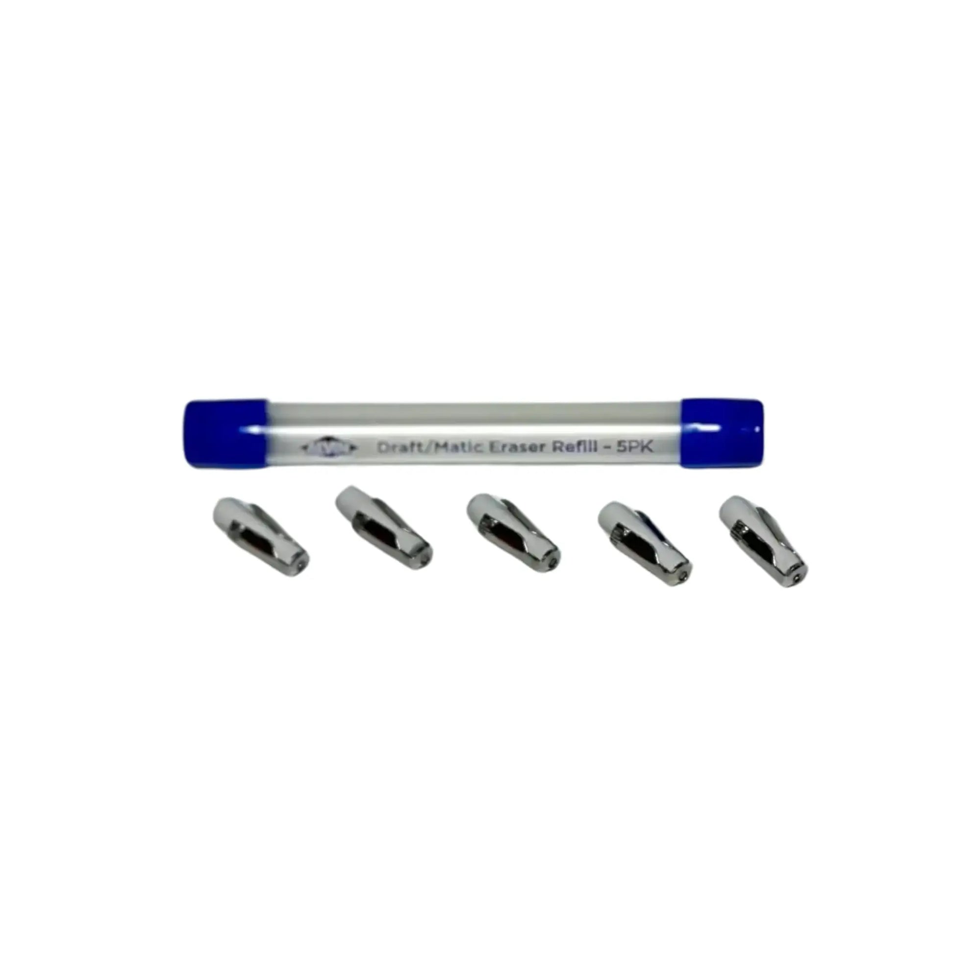 5 refillable erasers and storage tube for mechanical pencil