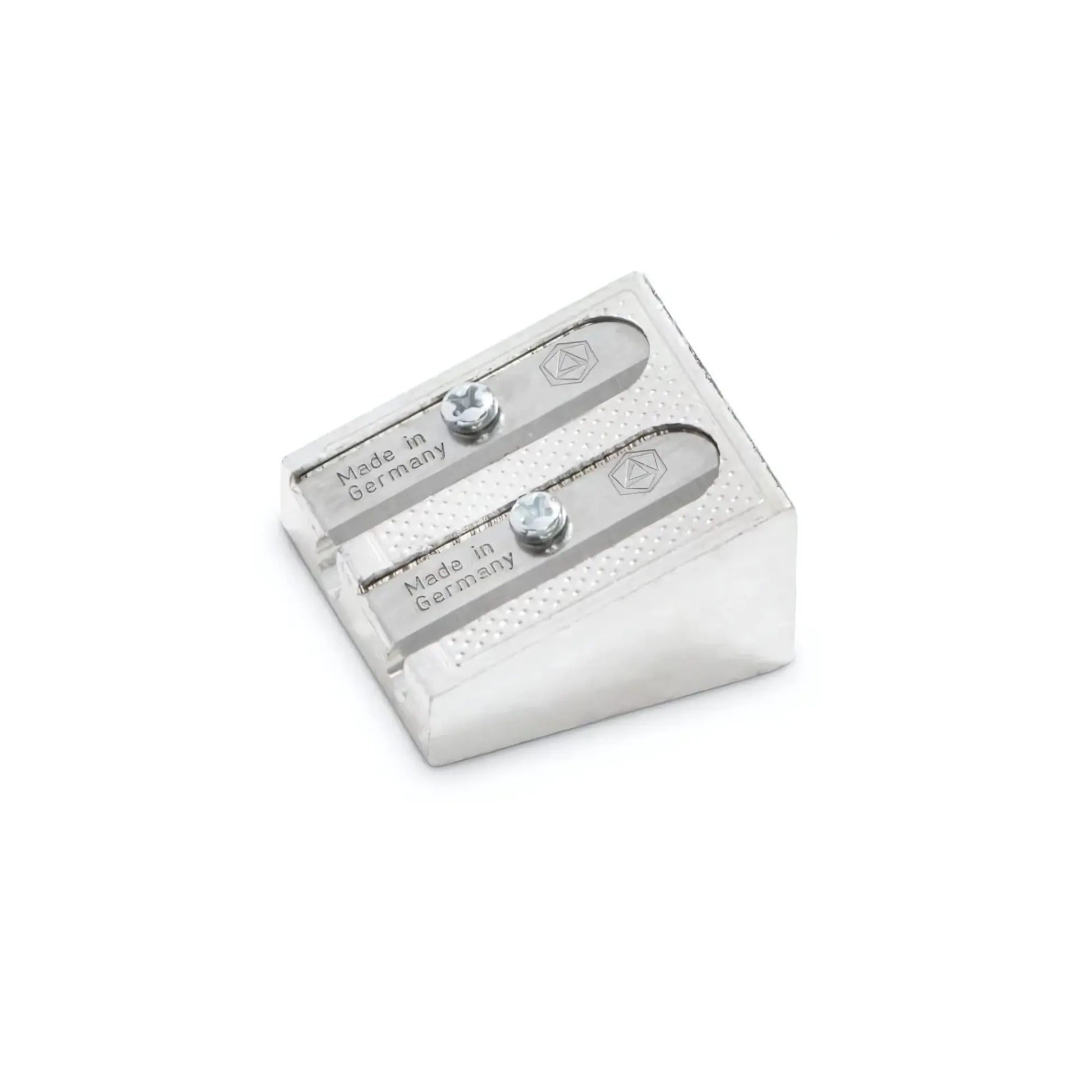 Side view of Stockmar metal dual pencil sharpener