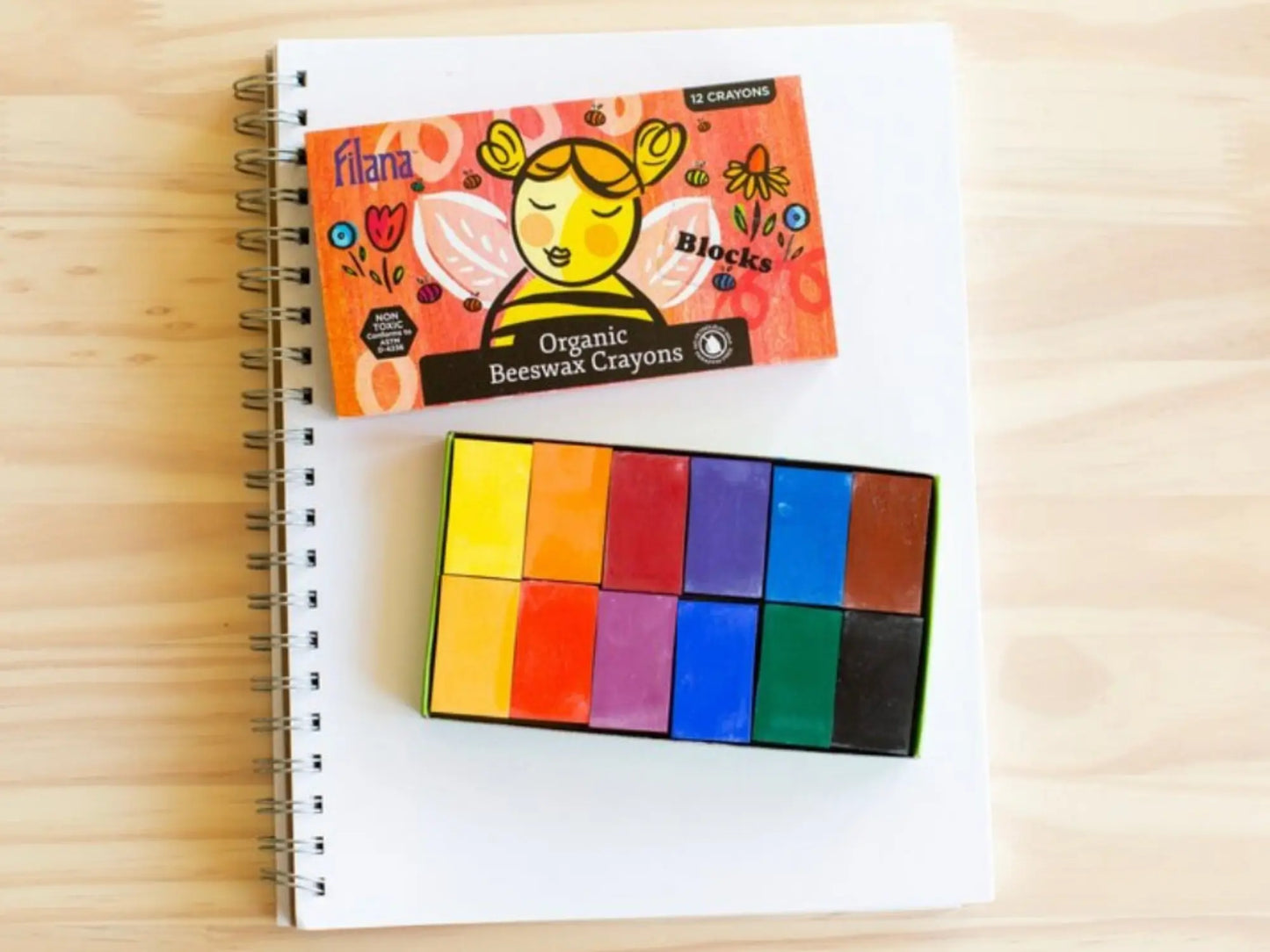 Filana Organic Beeswax Classic Crayons – 12 Count Sticks & Blocks
