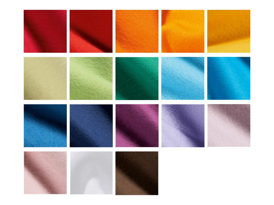 Organic Cotton Flannel color swatches for dollmaking and crafts on white background