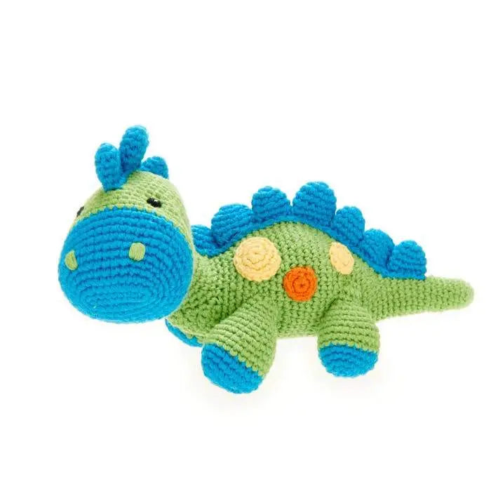 Dinosaur Soft Toy & Rattle, Organic “Steggy” - Alder & Alouette