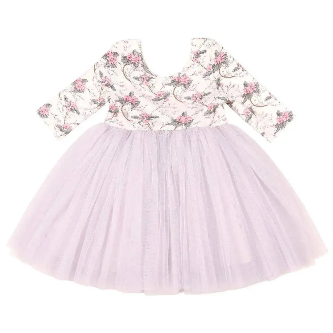 Long Sleeve Parker Twirl Dress with Lilac tulle tutu like skirt