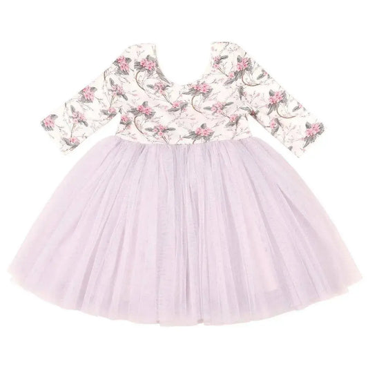 Long Sleeve Parker Twirl Dress with Lilac tulle tutu like skirt