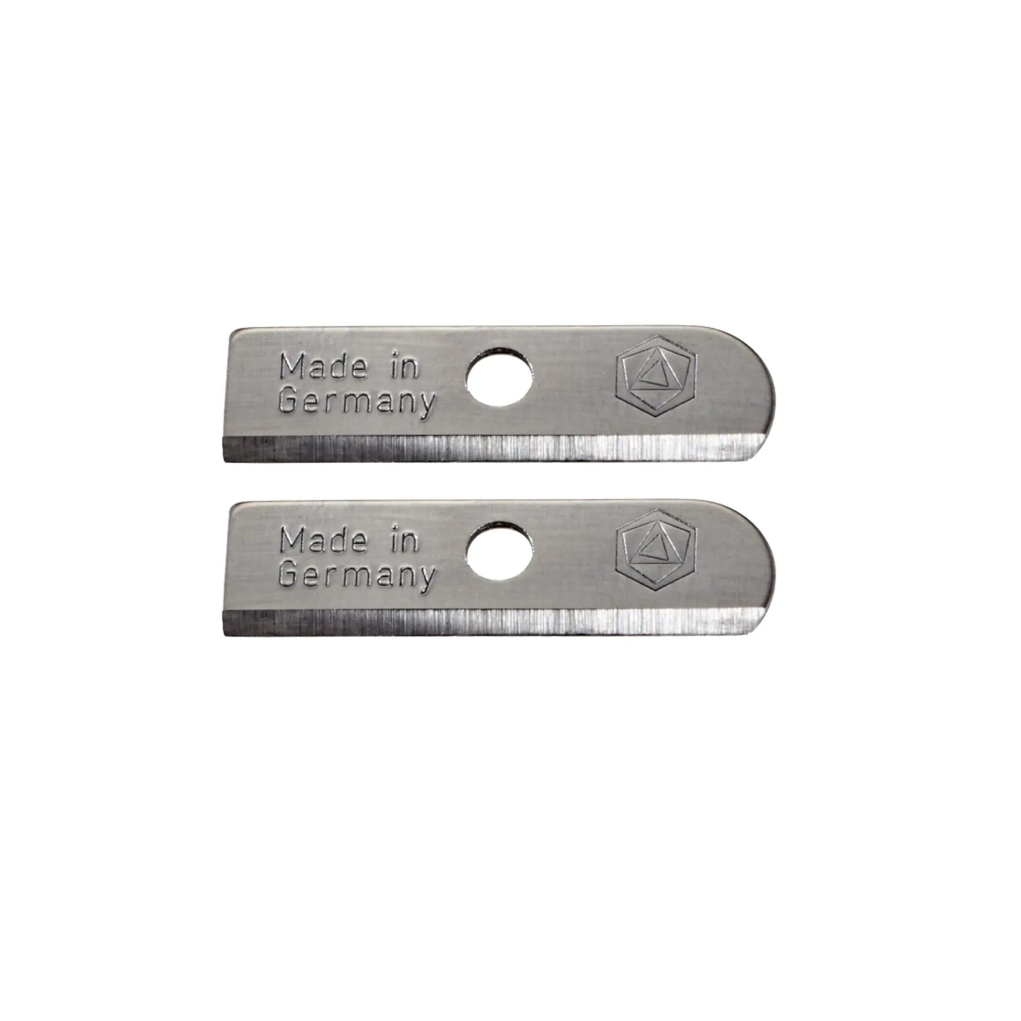 Two Steel Stockmar Sharpener's Replacement Blades close Up View
