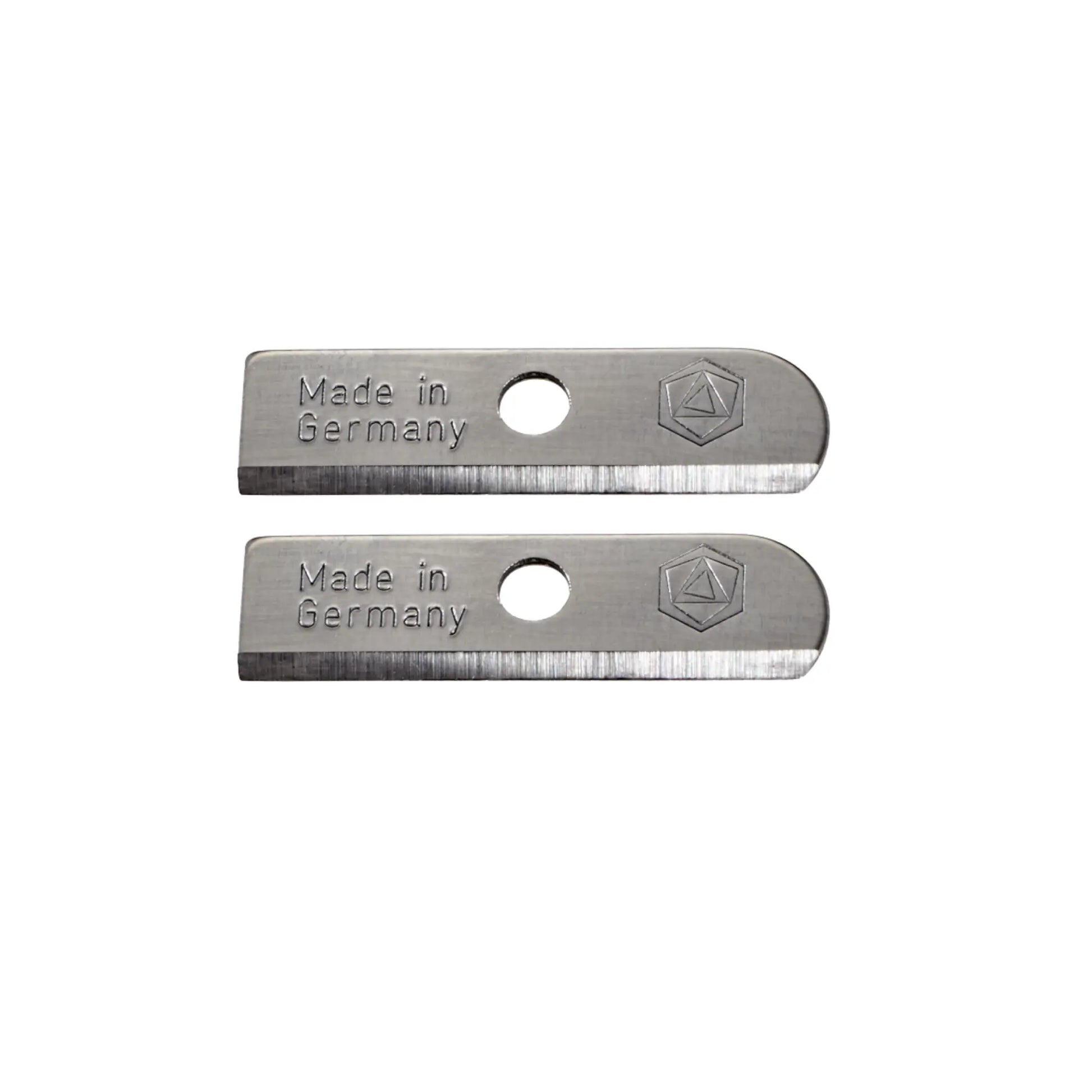 Two Steel Stockmar Sharpener's Replacement Blades close Up View