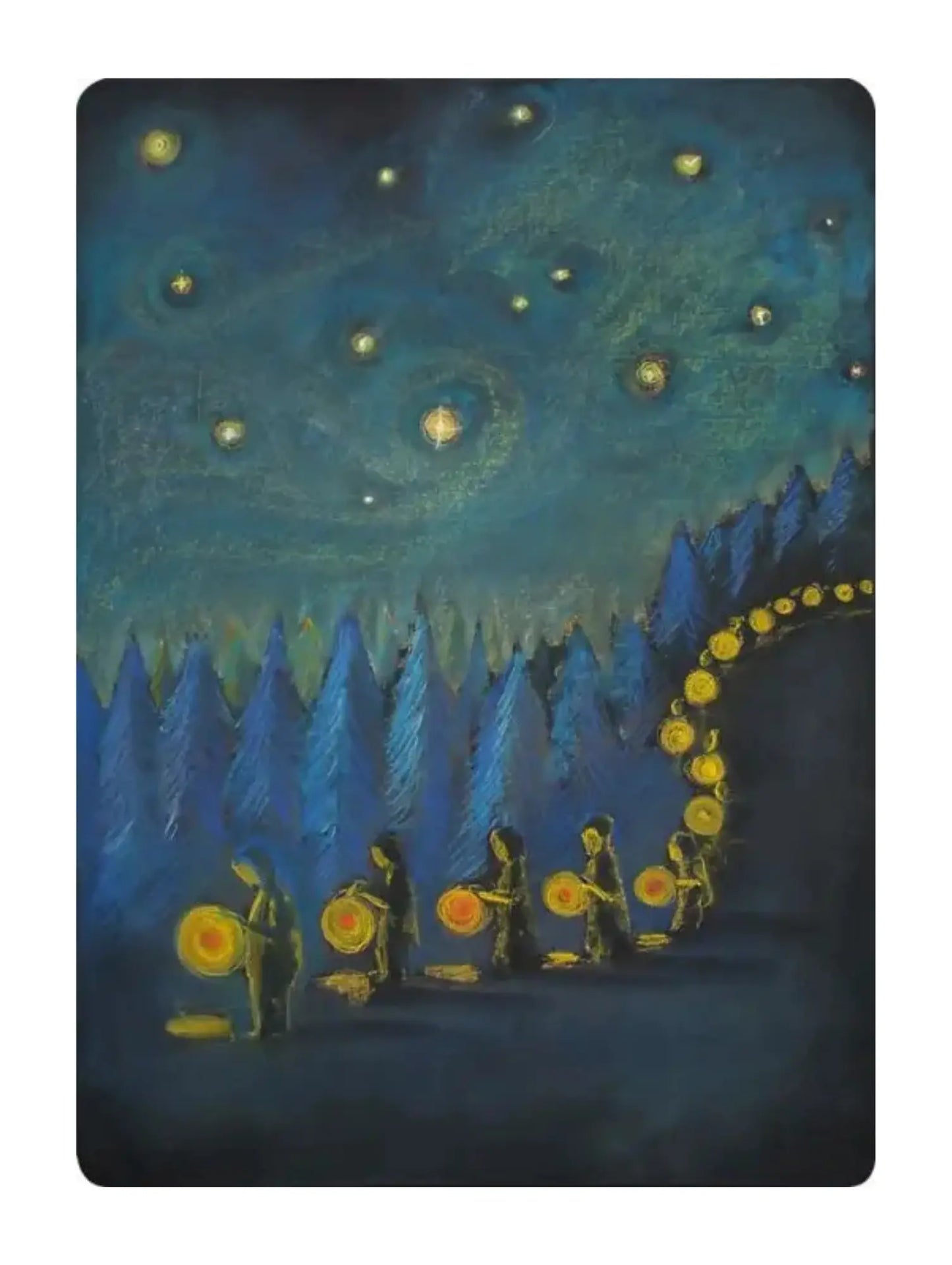 Lantern Walk – Art Postcard or Small Print by Geertje Kapteijns