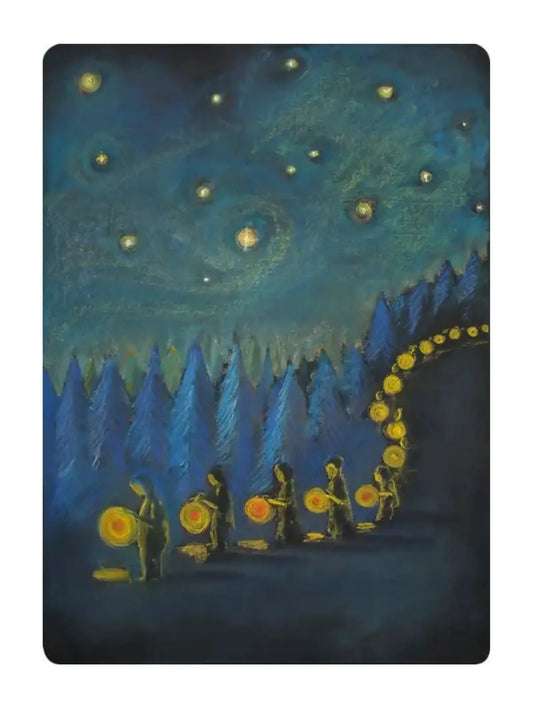 Lantern Walk – Art Postcard or Small Print by Geertje Kapteijns