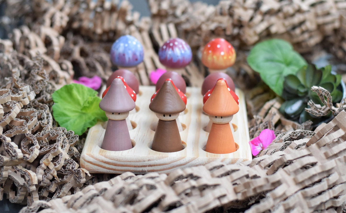 Gnomes & Mushrooms Wooden Toy Set | Pretend Play - Alder & Alouette