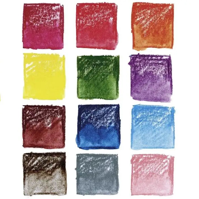 12 Watercolor Pencil Color Swatches on white background