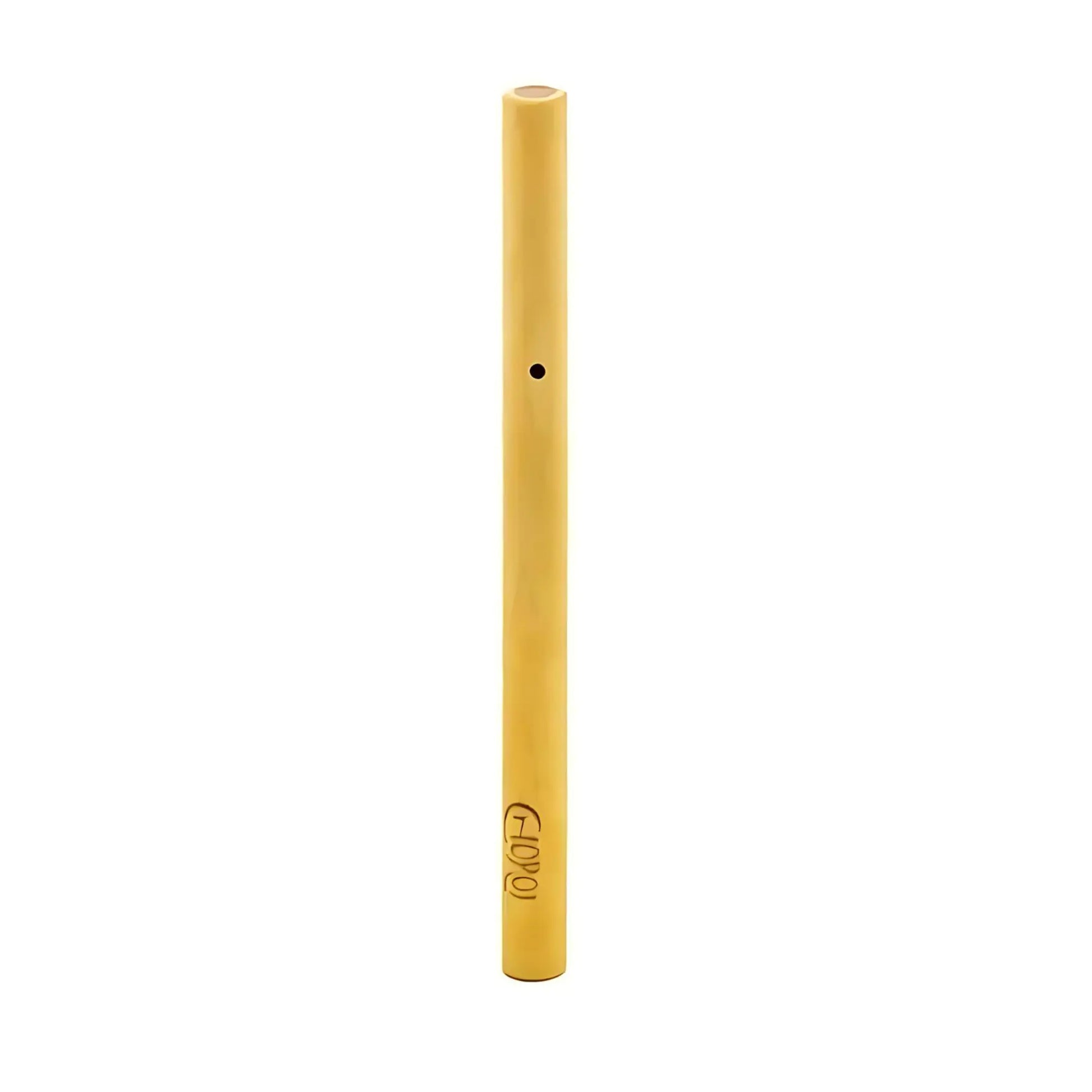 Back view of Choroi Maple Wood flute with the Choroi brand in the wood on white background