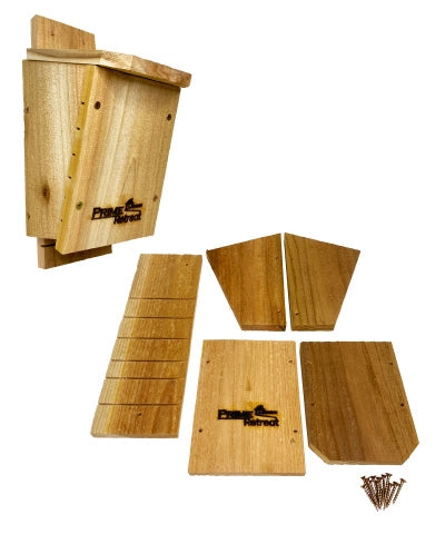 Bat house shown in two views as before built and after built